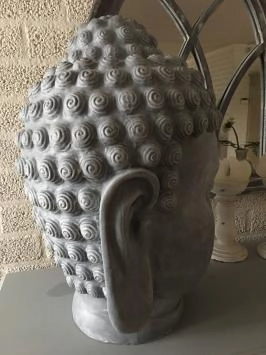 Boeddha - hoofd - polystone beeld - 55 cm - betonlook